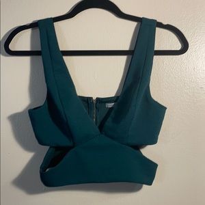 Ribbed cutout deep v tank top